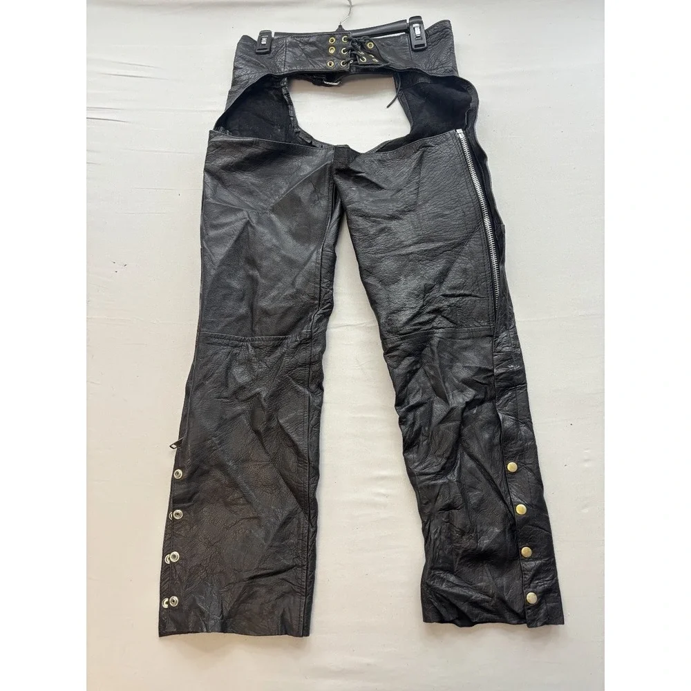 UNIK Leather Apparel Motorcycle Chaps Black XS Unisex Biker Riding Costume